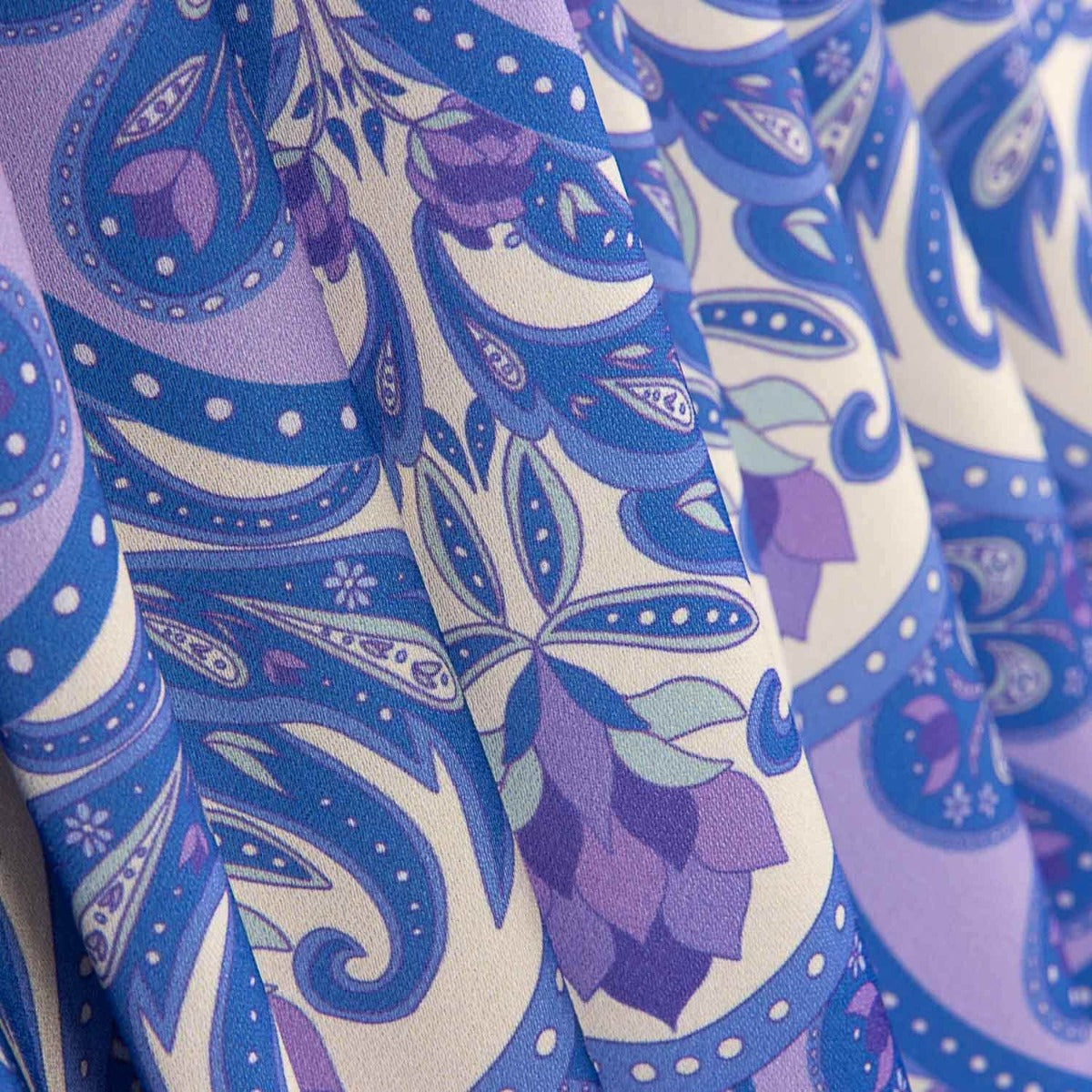 Satin Polyester Bedruckt Floral Geo Flieder - Ribes y Casals