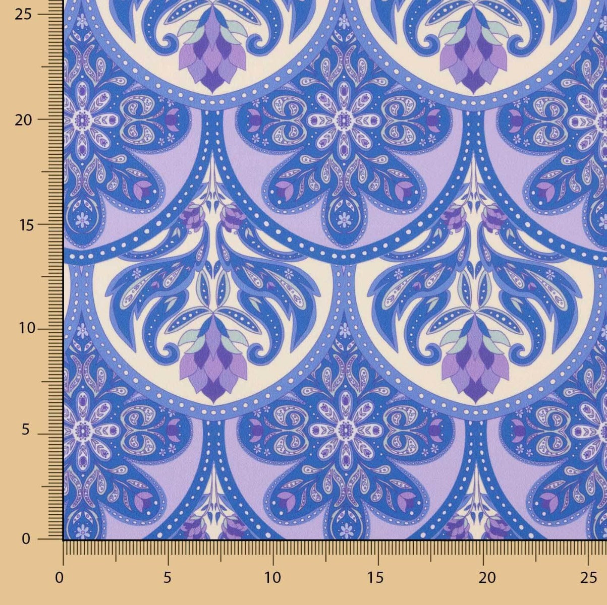 Satin Polyester Bedruckt Floral Geo Flieder - Ribes y Casals