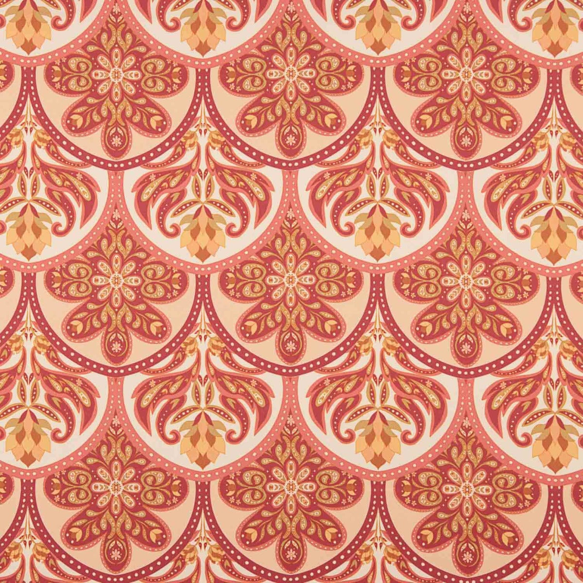 Satin Polyester Bedruckt Floral Floral Geo Rot - Ribes y Casals