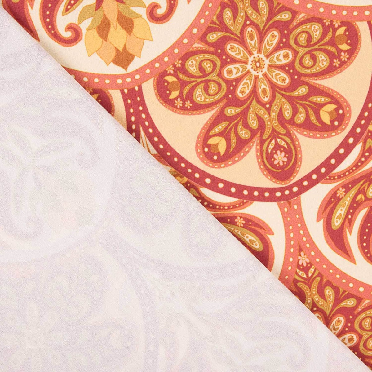 Satin Polyester Bedruckt Floral Floral Geo Rot - Ribes y Casals