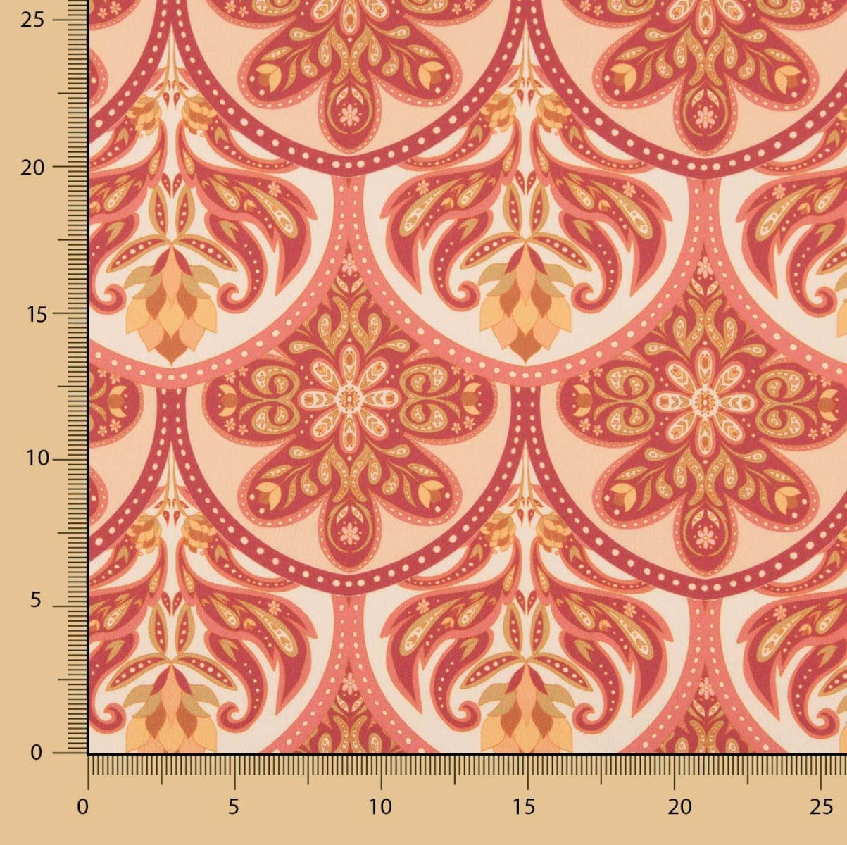 Satin Polyester Bedruckt Floral Floral Geo Rot - Ribes y Casals