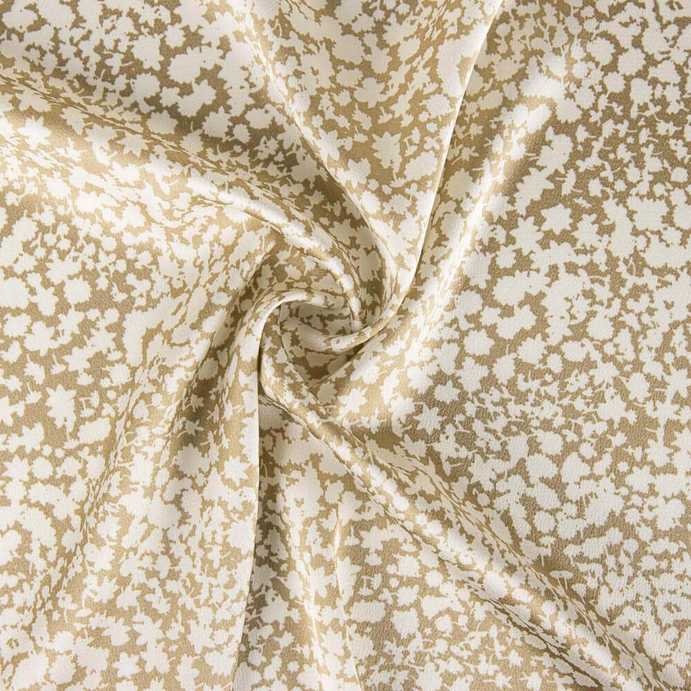 Abstrakt Bedruckter Polyester Satin Abstrakt Beige - Ribes y Casals