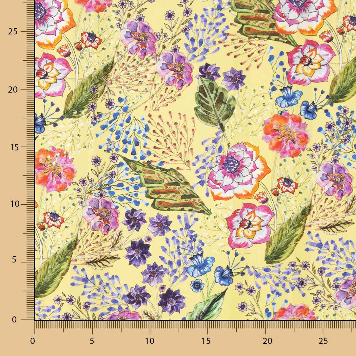 Satin Polyester Geblümt Limette - Ribes y Casals