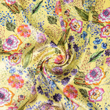 Satin Polyester Geblümt Limette - Ribes y Casals