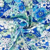 Polyester Satin Floral Blau - Ribes y Casals