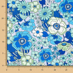Polyester Satin Floral Blau - Ribes y Casals