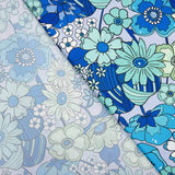 Polyester Satin Floral Blau - Ribes y Casals