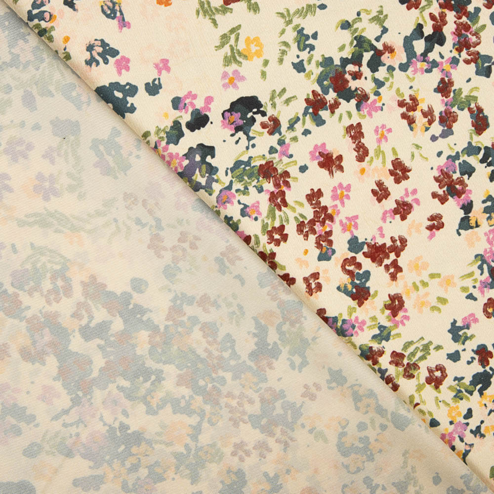 Satin Polyester Floral Creme - Ribes y Casals