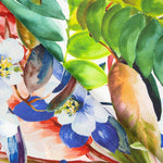 Natürlicher Seidensatin mit Blumendruck Blau - Ribes y Casals