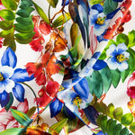 Natürlicher Seidensatin mit Blumendruck Blau - Ribes y Casals