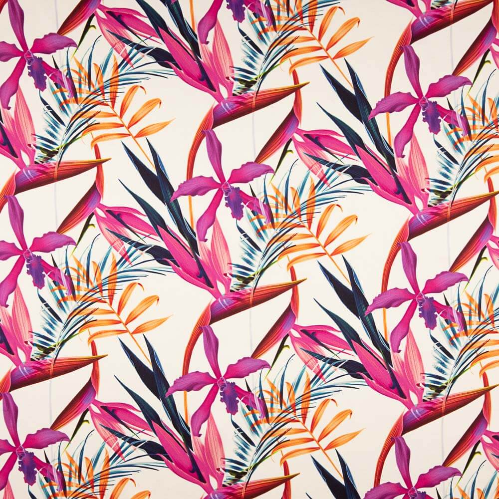 Natürlicher Seidensatin Floral Print Fuchsien - Ribes y Casals
