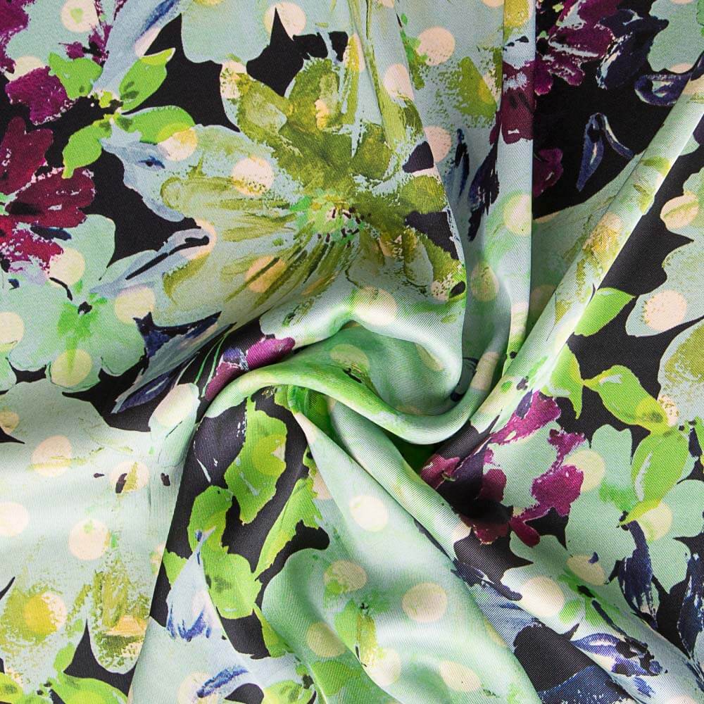 Seidiger Satin Folk Grün - Ribes y Casals