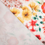 Satin-Elasthan-Blumen-Kretonera Rot - Ribes y Casals
