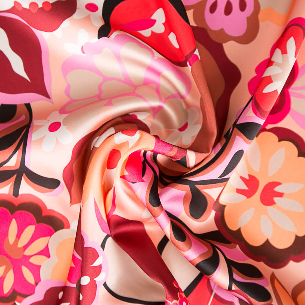 Satin Spandex Blume Malerei Rosa - Ribes y Casals