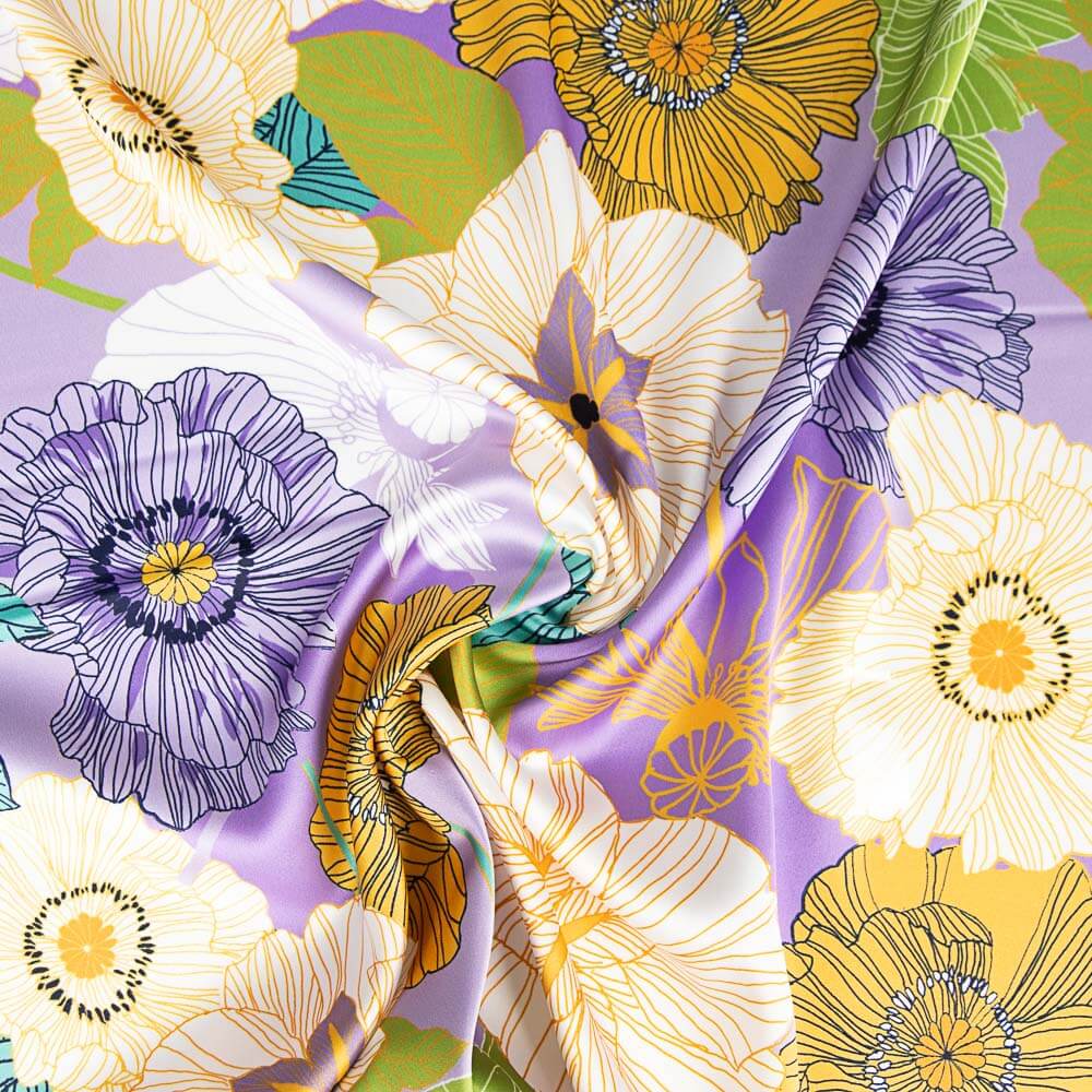 Satin Spandex Retro Blume Maxi Lila - Ribes y Casals