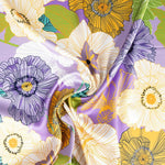 Satin Spandex Retro Blume Maxi Lila - Ribes y Casals