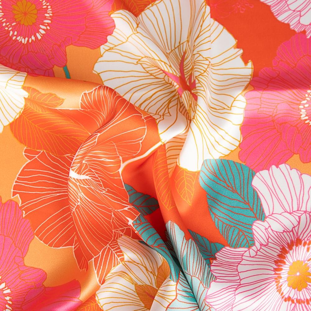 Satin Spandex Retro Blume Maxi Orange - Ribes y Casals