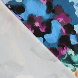 Satin Elasthan Floral Blau - Ribes y Casals