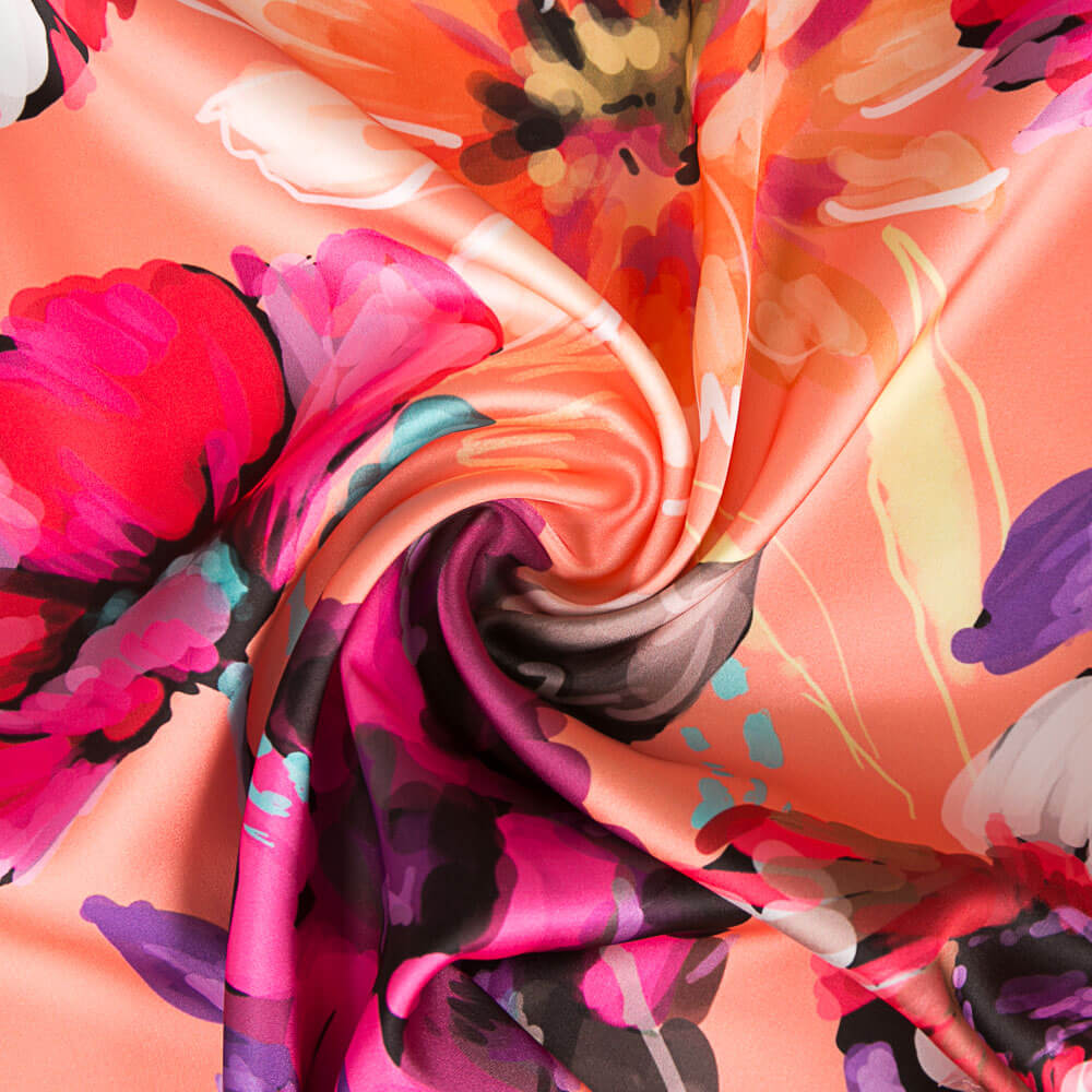 Satin Elasthan Floral Rosa - Ribes y Casals
