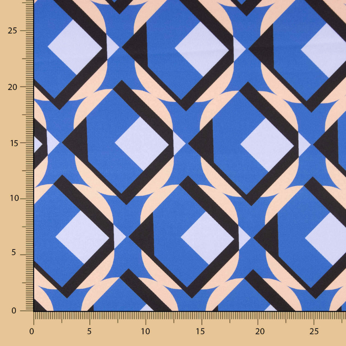 Satin-Elasthan-Geo-Maxi Blau - Ribes y Casals