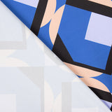 Satin-Elasthan-Geo-Maxi Blau - Ribes y Casals