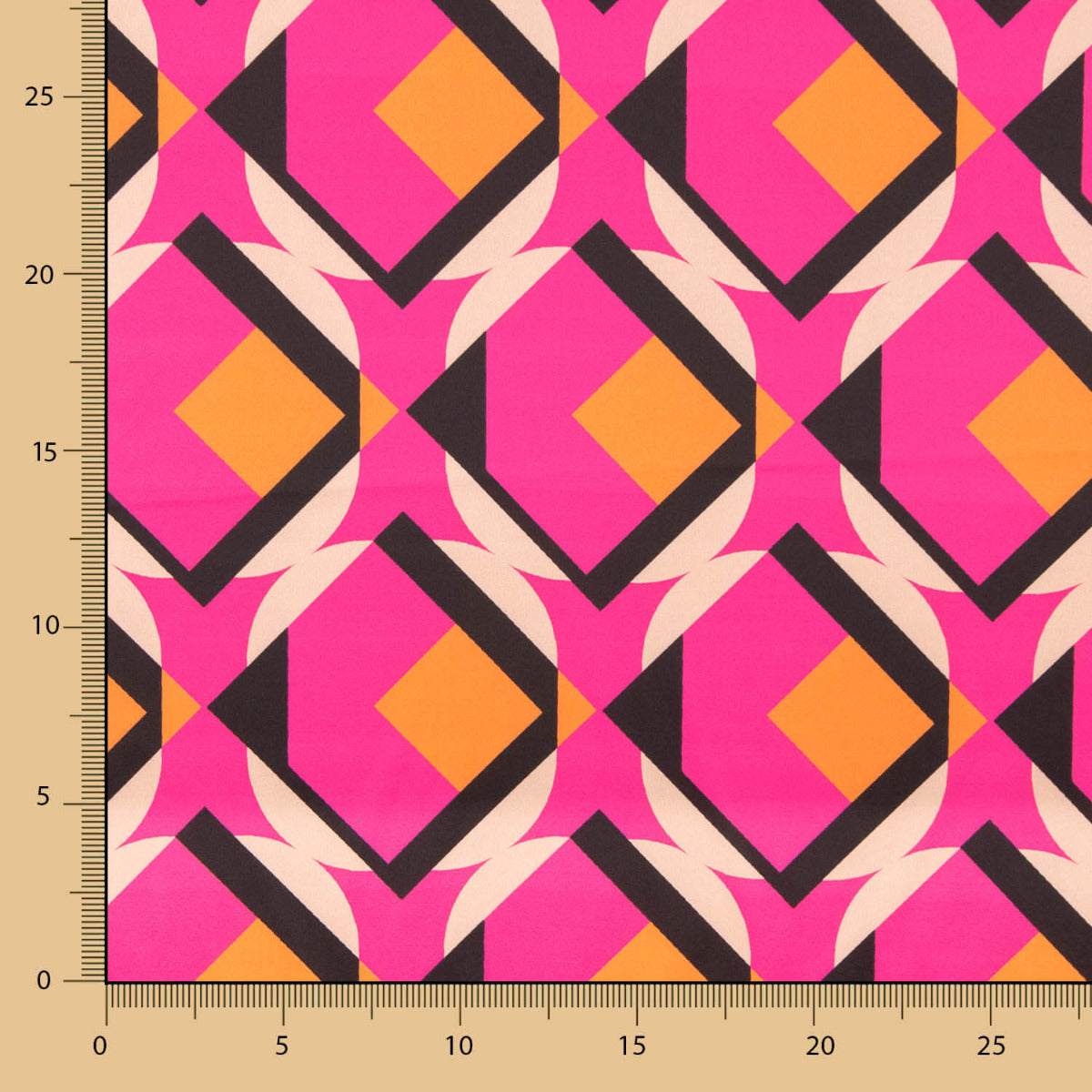 Satin-Elasthan-Geo-Maxi Fuchsia - Ribes y Casals