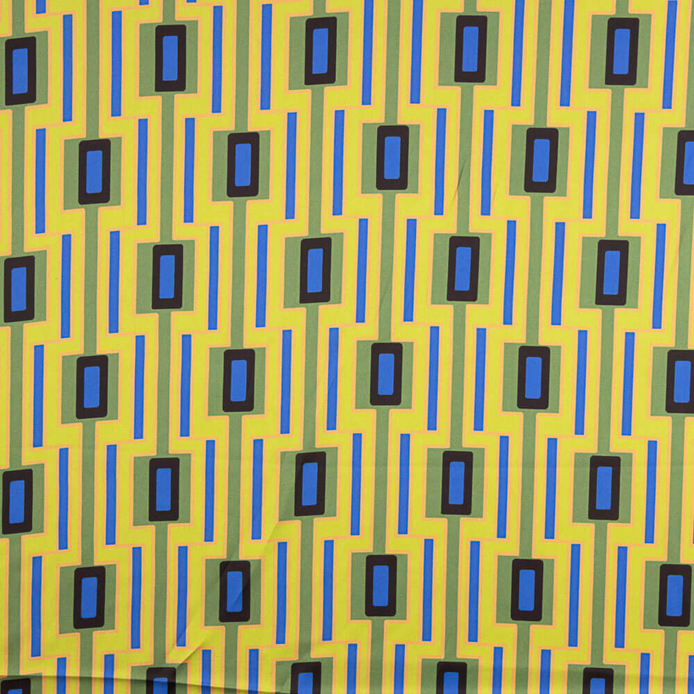 Satin-Elasthan Geometrisch Limette - Ribes y Casals