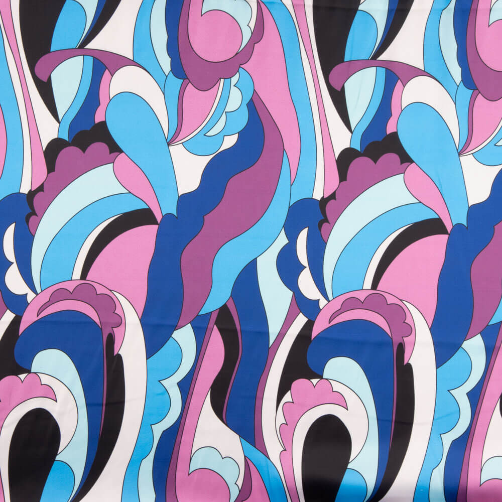 Satin Spandex Blue Waves - Ribes y Casals