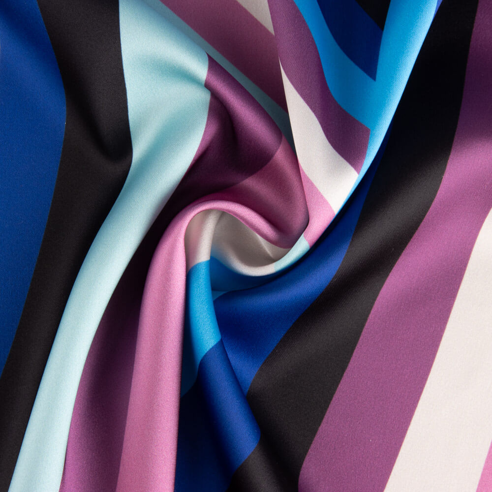 Satin-Elastan gestreift Blau - Ribes y Casals