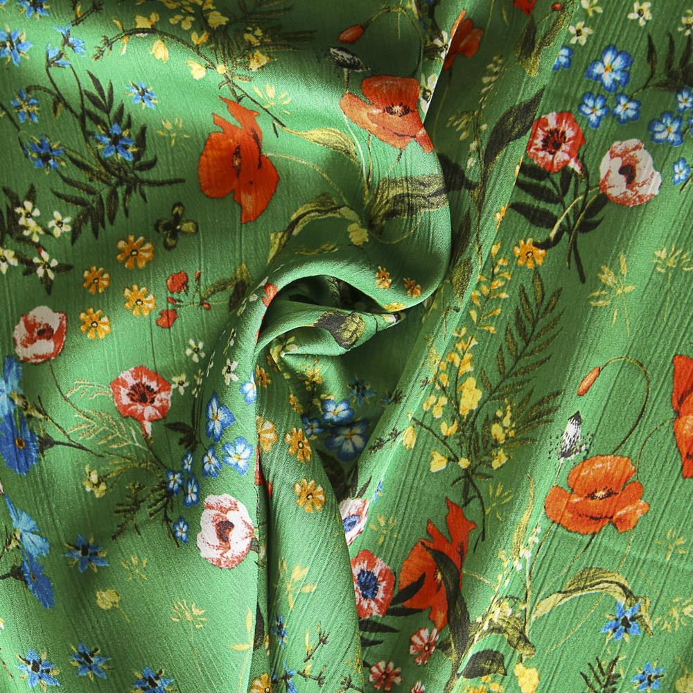 Satin Bambula Floral Grün - Ribes y Casals