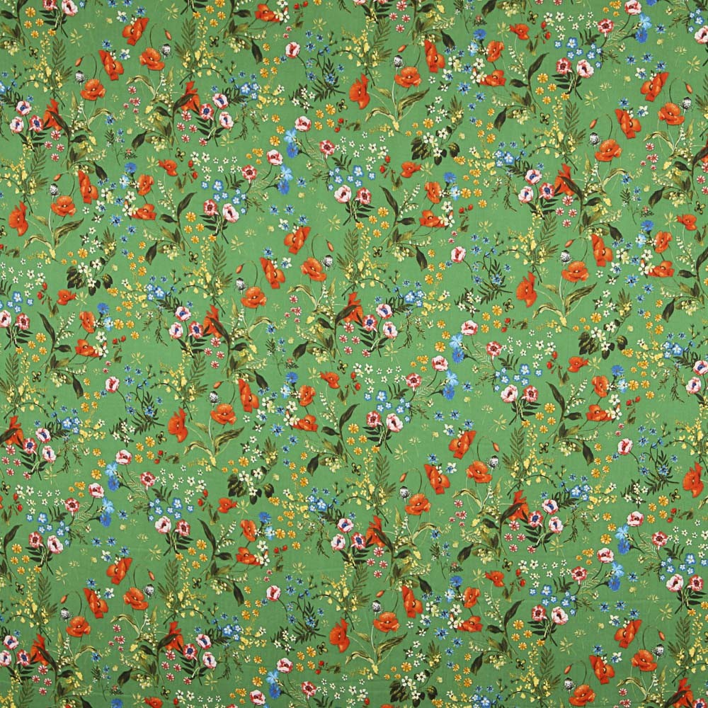 Satin Bambula Floral Grün - Ribes y Casals