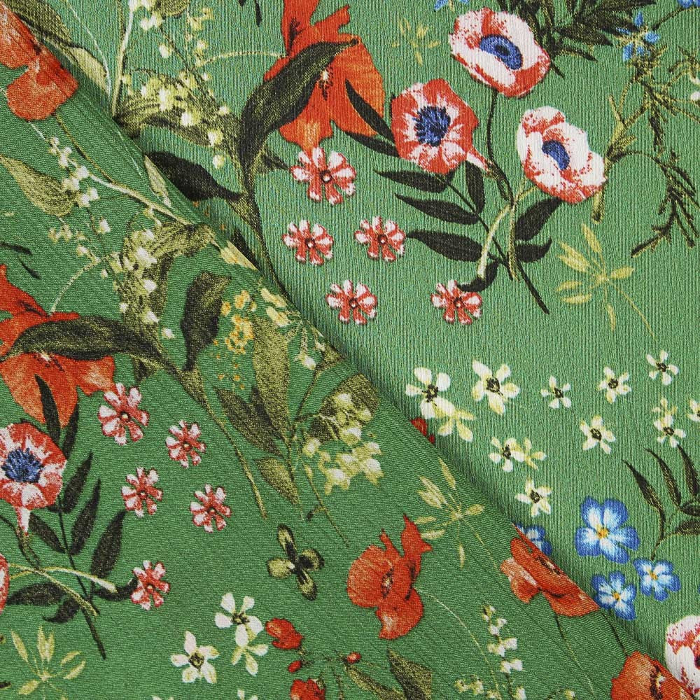 Satin Bambula Floral Grün - Ribes y Casals