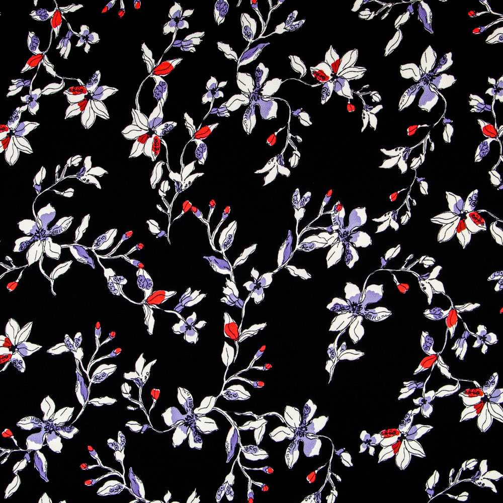 Satin Floral Crepe Blau - Ribes y Casals