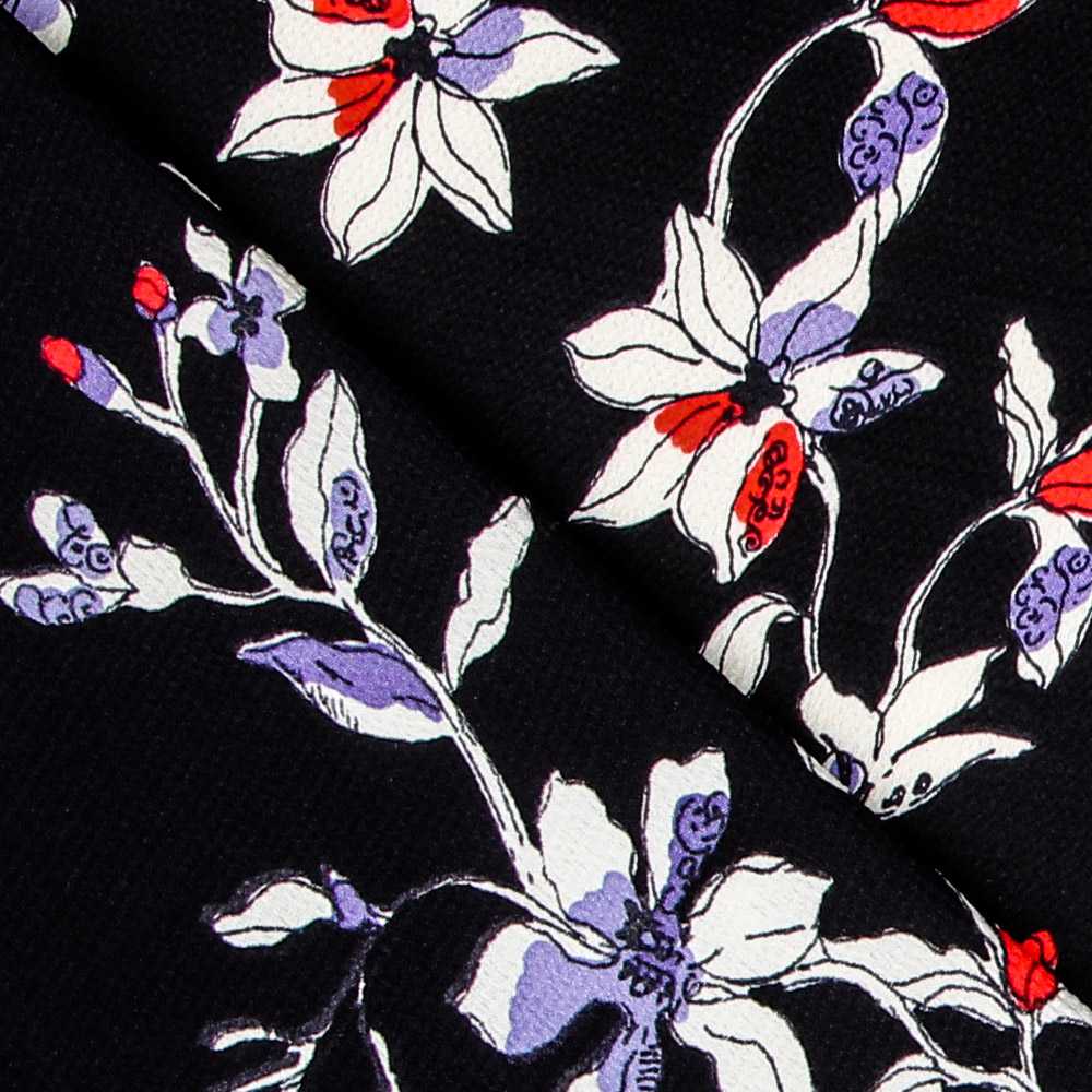Satin Floral Crepe Blau - Ribes y Casals