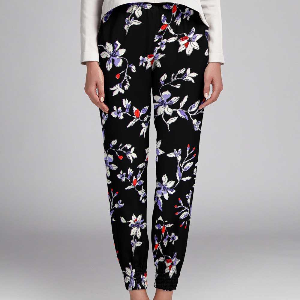 Satin Floral Crepe Blau - Ribes y Casals