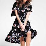 Satin Floral Crepe Blau - Ribes y Casals