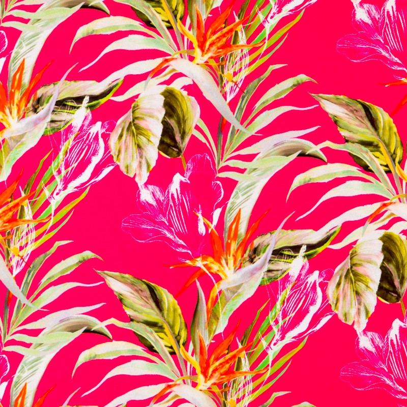 Fuchsia Tropical Digital Satin - Ribes y Casals