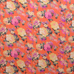 Satin Flower Print Roter Hintergrund - Ribes y Casals