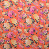 Satin Flower Print Roter Hintergrund - Ribes y Casals