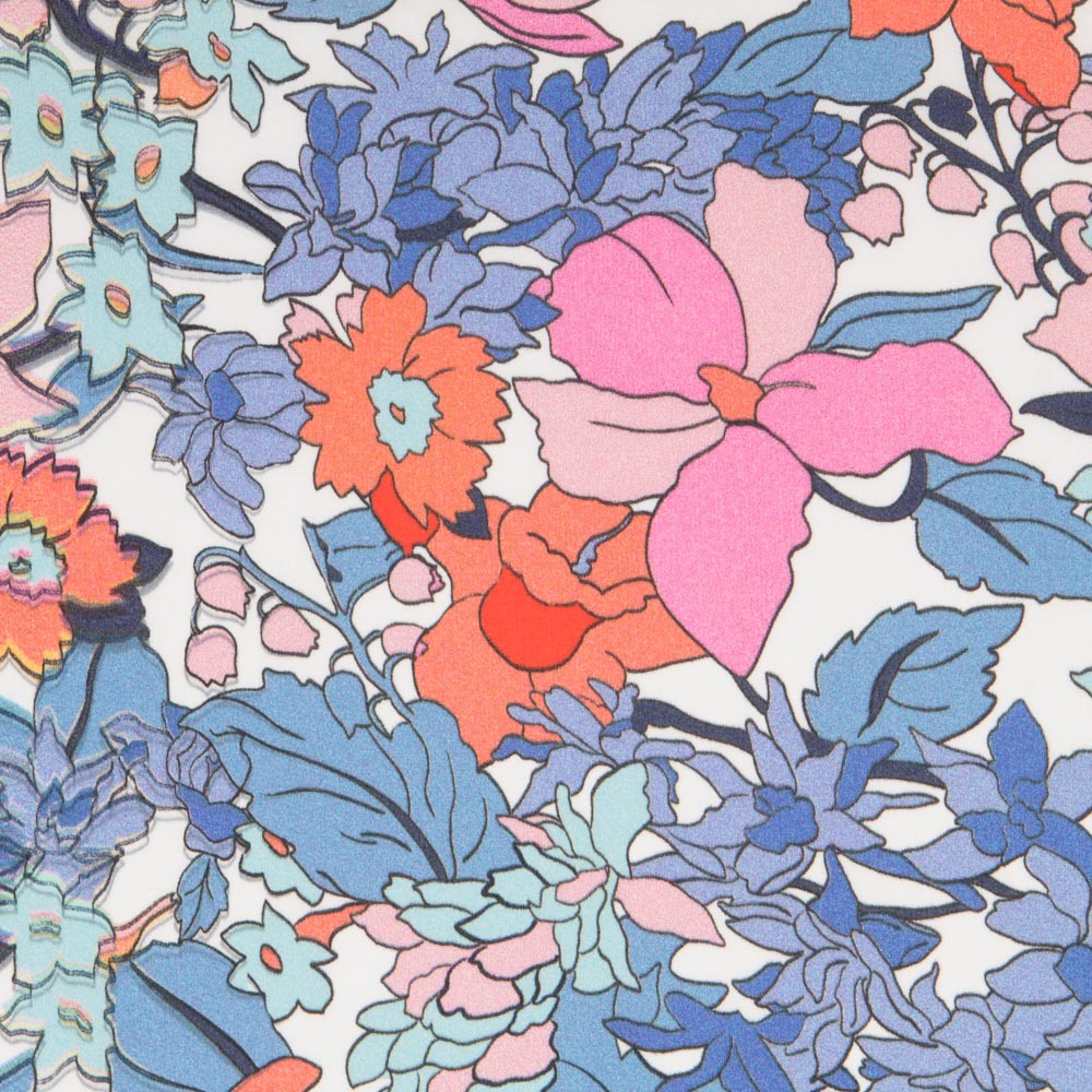Denim Blumendruck Satin - Ribes y Casals