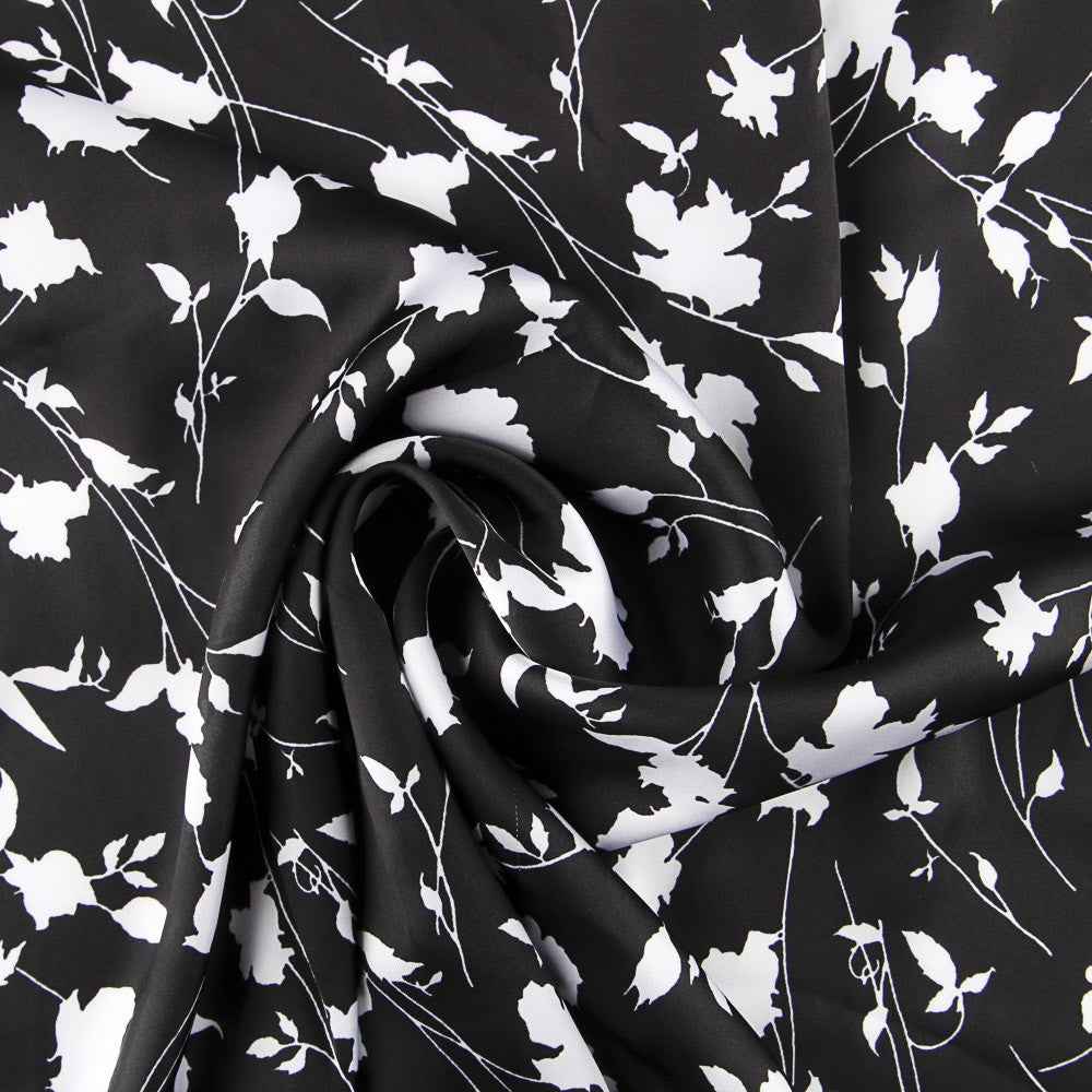 Satin Print Weiße Blätter - Ribes y Casals