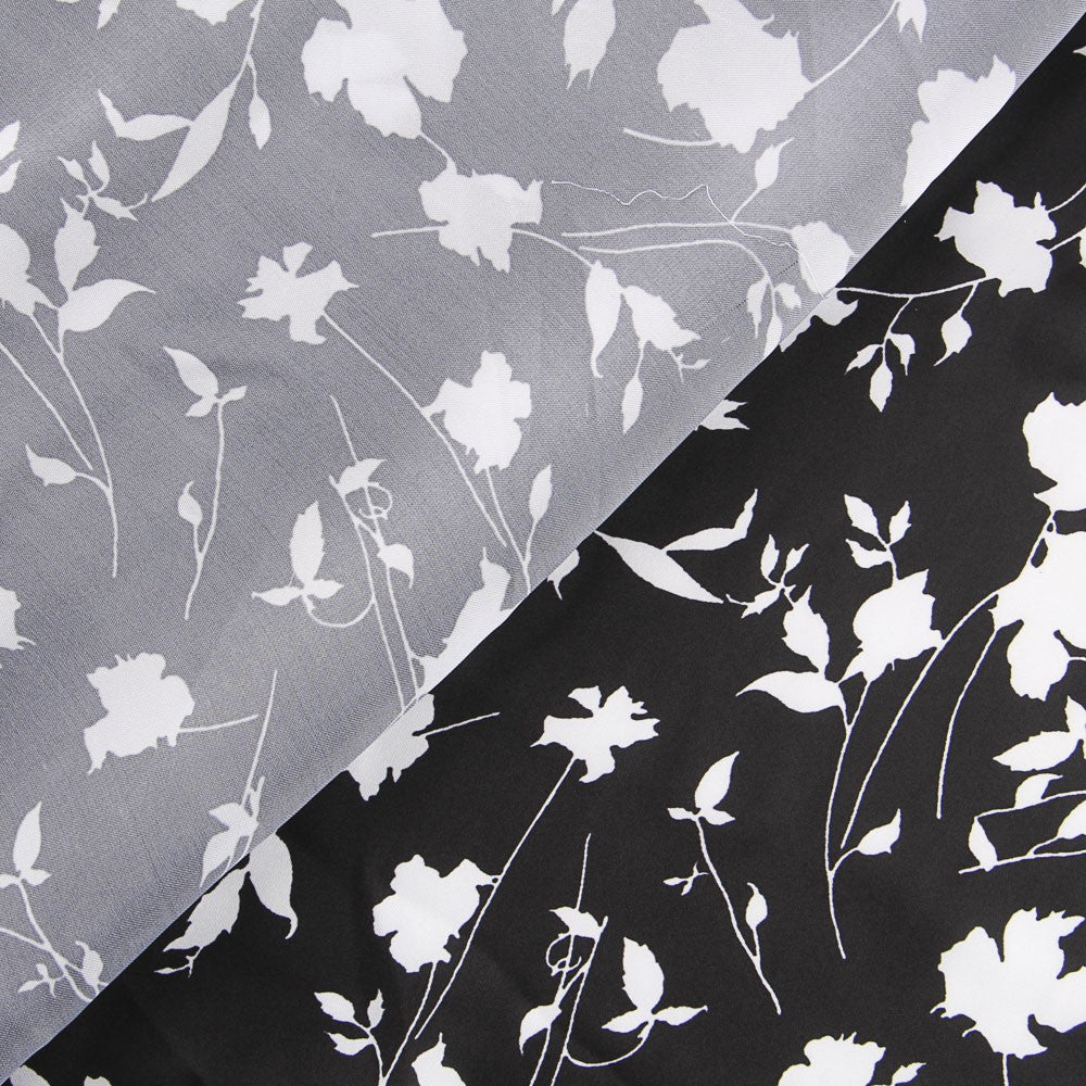 Satin Print Weiße Blätter - Ribes y Casals