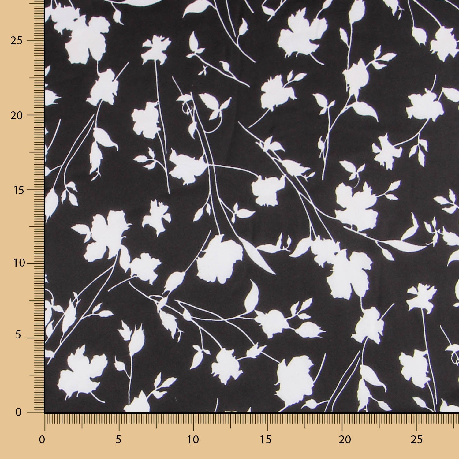 Satin Print Weiße Blätter - Ribes y Casals