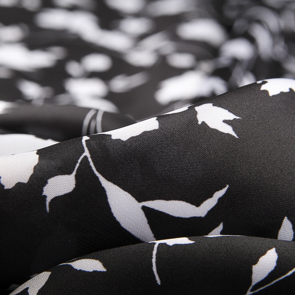 Satin Print Weiße Blätter - Ribes y Casals