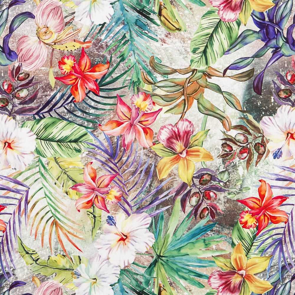 Mehrfarbiger Satin mit Paradiesdruck - Ribes y Casals