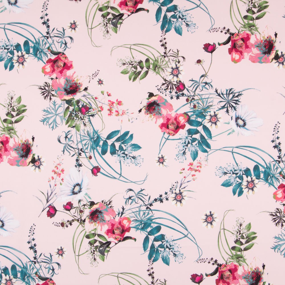 Blassrosa bedruckter Satin - Ribes y Casals