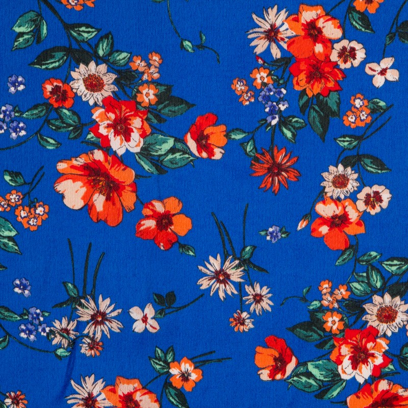 Satin Floral Asia Blau - Ribes y Casals