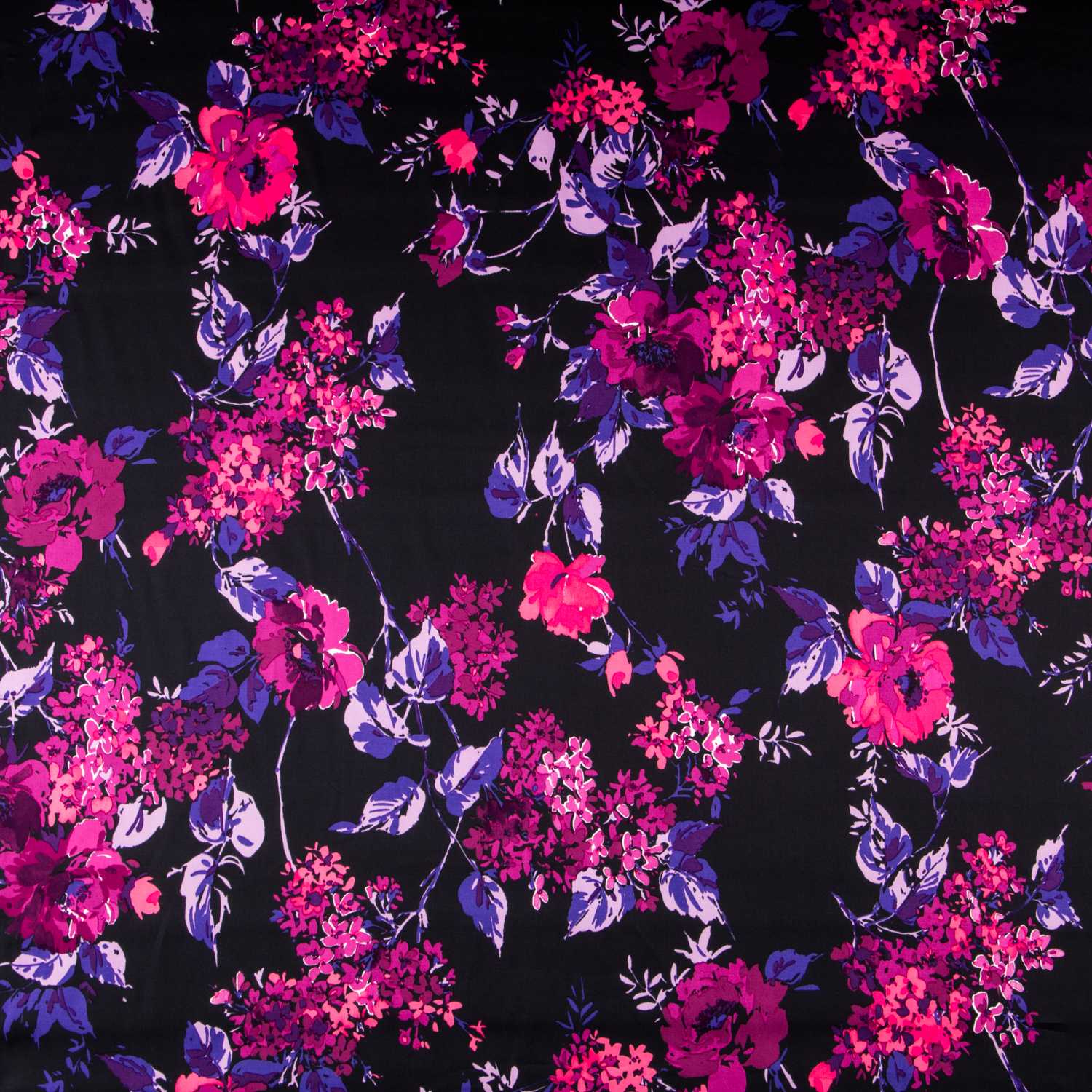 Satin Floral Impact Schwarz - Ribes y Casals