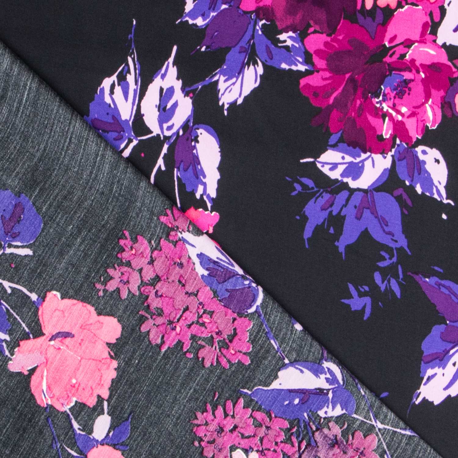 Satin Floral Impact Schwarz - Ribes y Casals