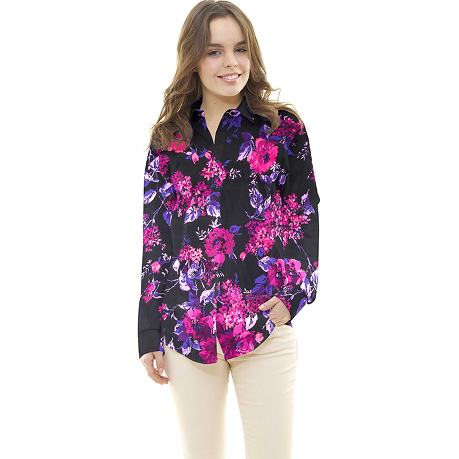 Satin Floral Impact Schwarz - Ribes y Casals